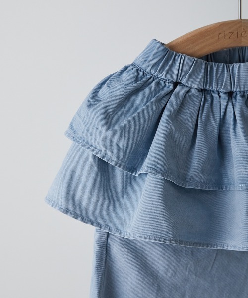 riziere（リジェール）の「ティアードフリルパンツ（その他パンツ・キッズ・ホワイト/ライトブルー・90/100/110/120/130/140/150）」の5枚目の写真