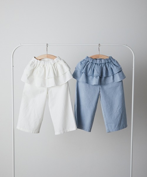 riziere（リジェール）の「ティアードフリルパンツ（その他パンツ・キッズ・ホワイト/ライトブルー・90/100/110/120/130/140/150）」の3枚目の写真