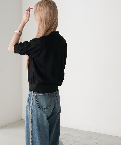 forksy.（フォルクシー）の「【forksy.】レースフラワージャガード 半袖ポロシャツ（ポロシャツ・レディース・ブラック/アイボリー・FREE）」の16枚目の写真