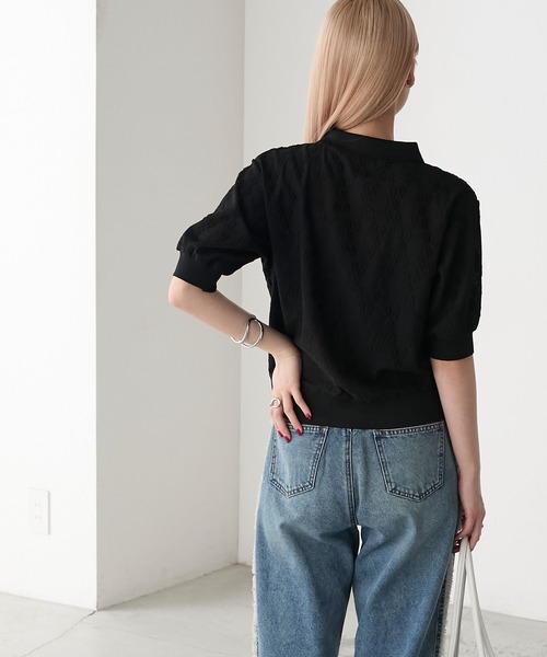 forksy.（フォルクシー）の「【forksy.】レースフラワージャガード 半袖ポロシャツ（ポロシャツ・レディース・ブラック/アイボリー・FREE）」の17枚目の写真