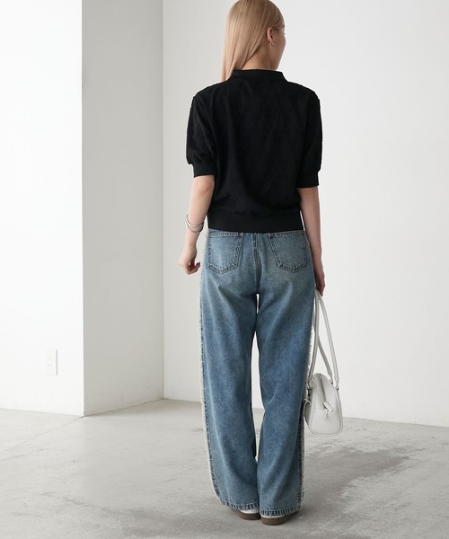forksy.（フォルクシー）の「【forksy.】レースフラワージャガード 半袖ポロシャツ（ポロシャツ・レディース・ブラック/アイボリー・FREE）」の19枚目の写真
