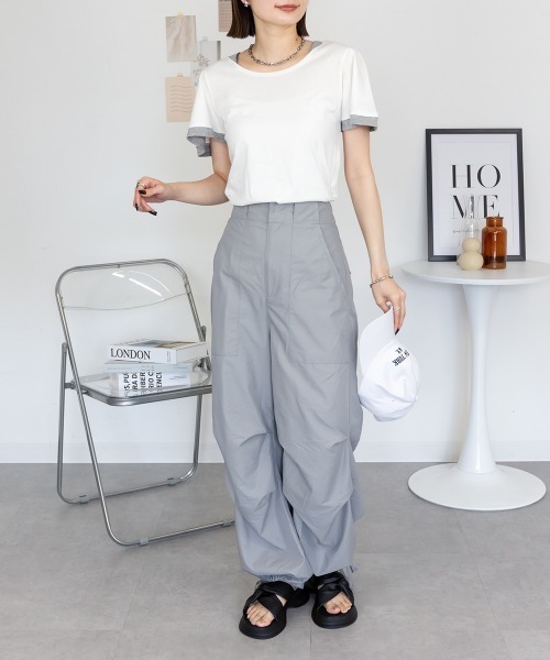 RCD(アールシーディー)の「フレアー袖シャーリングカットソー(Tシャツ/カットソー・レディース・杢グレー/ホワイト/ブルーグリーン/ブラック/ネイビー・4L/3L/LL/L/M)」の22枚目の写真