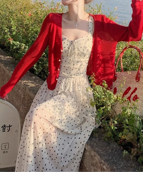 AMAJI（アマジ）の「アイスシルクシアーカーディガン（カーディガン/ボレロ・レディース・レッド/ピンク/ホワイト/グリーン/パープル/イエロー/ブラック/グレー/ブルー・FREE）」の9枚目の写真