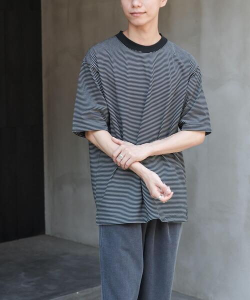 FORK&SPOON（フォークアンドスプーン）の「FORK&SPOON　ボーダープレーティングショートスリーブTシャツ（Tシャツ/カットソー・メンズ・ホワイト系その他/ブラック系その他/オレンジ系その他・4/5）」の14枚目の写真