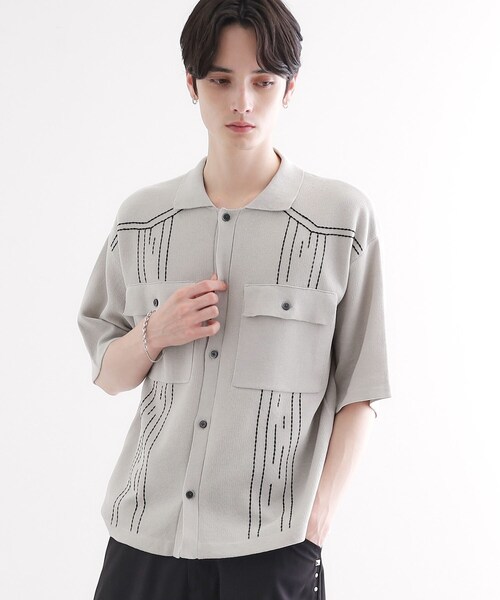 tk.TAKEO KIKUCHI(ティーケータケオキクチ)の「ウェスタンポロカーディガン(カーディガン/ボレロ・メンズ・ブラック/ブラウン系その他/ライトグレー・01/02/03)」の2枚目の写真