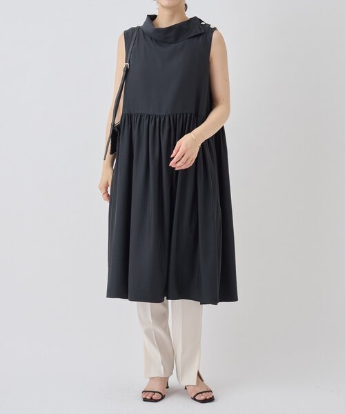 LIVETART（リヴェタート）の「ワイドハイネックミニワンピース（シャツ/ブラウス・レディース・ベージュ/ブラック・FREE）」の16枚目の写真