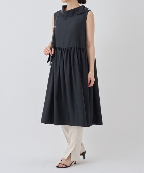 LIVETART（リヴェタート）の「ワイドハイネックミニワンピース（シャツ/ブラウス・レディース・ベージュ/ブラック・FREE）」の17枚目の写真