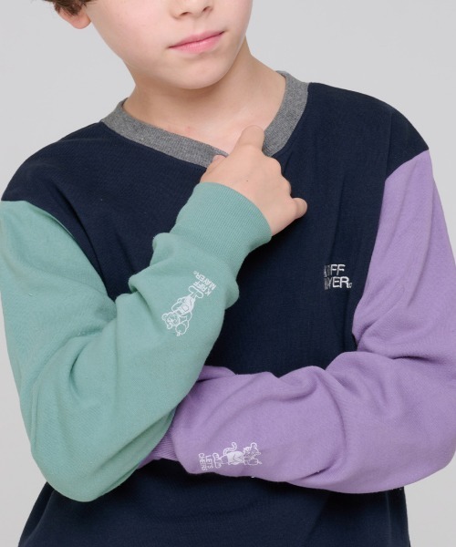 KRIFF MAYER Kid's Collection（クリフメイヤーキッズコレクション）の「【裏微起毛】シフォンタッチなかよしスウェット（スウェット・キッズ・ネイビー/パープル/カラフル/サックスブルー/グレー・120/130/140/150/160/170）」の6枚目の写真