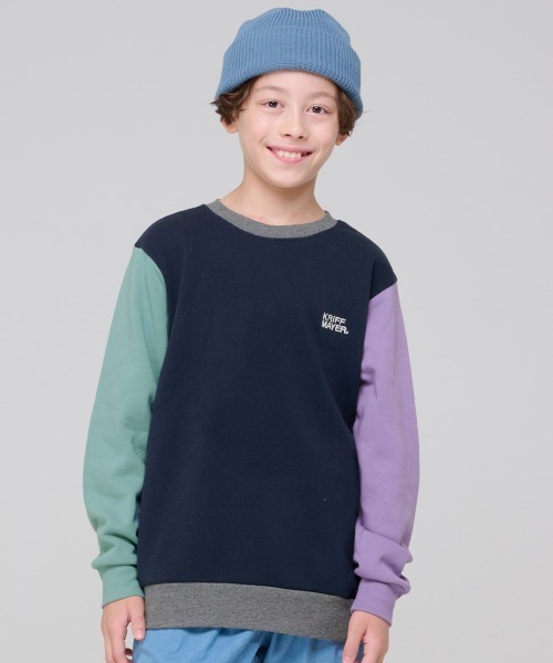 KRIFF MAYER Kid's Collection（クリフメイヤーキッズコレクション）の「【裏微起毛】シフォンタッチなかよしスウェット（スウェット・キッズ・ネイビー/パープル/カラフル/サックスブルー/グレー・120/130/140/150/160/170）」の7枚目の写真