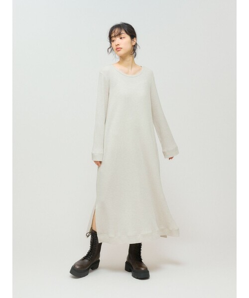 MIDIUMISOLID（ミディウミソリッド）の「MIDIUMISOLID for Ladies ワッフルワンピース（ワンピース・レディース・ブラック/キナリ/グレー・FREE）」の9枚目の写真