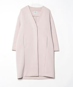 ESTNATION / ノーカラーベルテッドロングコート（ノーカラーコート