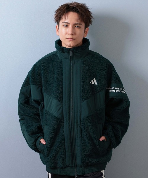 adidas(アディダス)の「adidas/アディダス ボアジャケット ルーズフィット フリース CS116(ブルゾン・メンズ・グリーン/ライトグレー/ブラック・3XL/2XL/XL/L/M)」の16枚目の写真