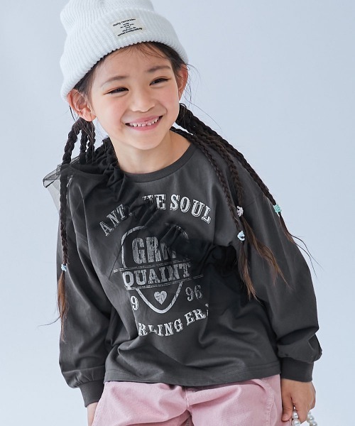 セール】着回し自在 チュールビスチェ ＆ 長袖プリントTシャツセット