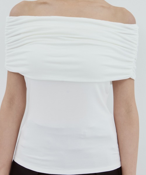 tシャツ 「determ/デターム」「STUDIOUS別注」OFF SHOULDER TOPS/オフショルダートップス レディース determ/デターム】《STUDIOUS別注》OFF SHOULDER TOPS/オフ