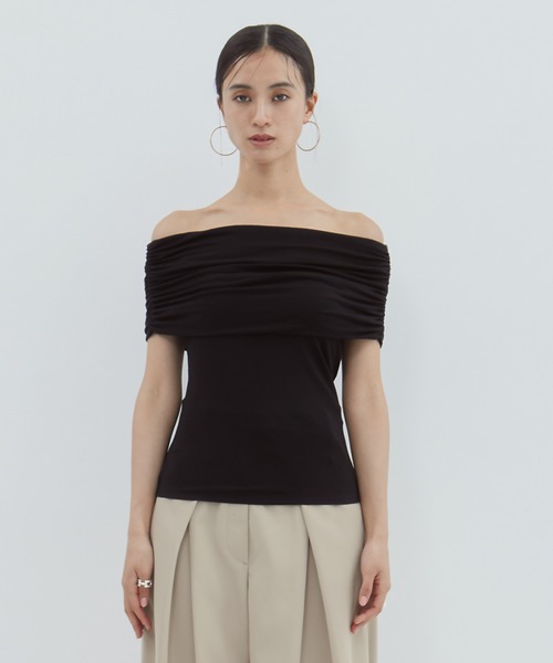 tシャツ 「determ/デターム」「STUDIOUS別注」OFF SHOULDER TOPS/オフショルダートップス レディース determ/デターム】《STUDIOUS別注》OFF SHOULDER TOPS/オフ