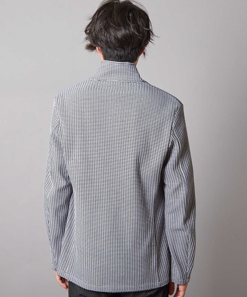 UNION STATION（ユニオンステーション）の「レギュラーフィット ニットスタンドカラージャケット（テーラードジャケット・メンズ・ホワイト×ブラック/ネイビー・LL/L/M）」の5枚目の写真