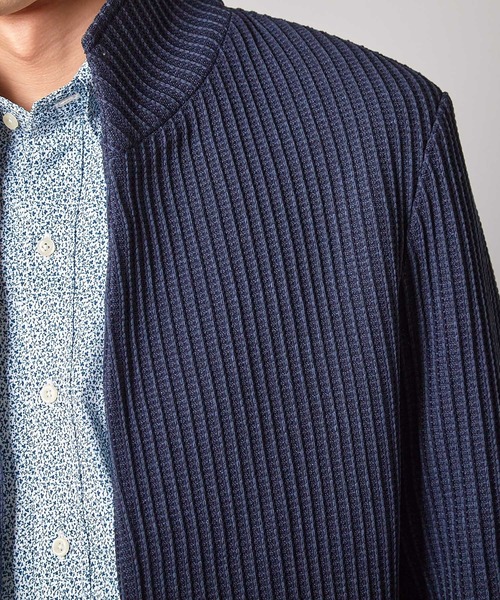 UNION STATION（ユニオンステーション）の「レギュラーフィット ニットスタンドカラージャケット（テーラードジャケット・メンズ・ホワイト×ブラック/ネイビー・LL/L/M）」の10枚目の写真