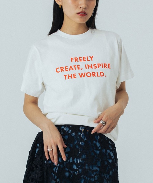 ROSE BUD(ローズバッド)の「LOGO S/S TEE(Tシャツ/カットソー・レディース・ライトブルー/オフホワイト/ブラウン/ピンク・ONE SIZE)」の2枚目の写真