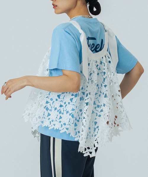 ROSE BUD(ローズバッド)の「LOGO S/S TEE(Tシャツ/カットソー・レディース・ライトブルー/オフホワイト/ブラウン/ピンク・ONE SIZE)」の1枚目の写真