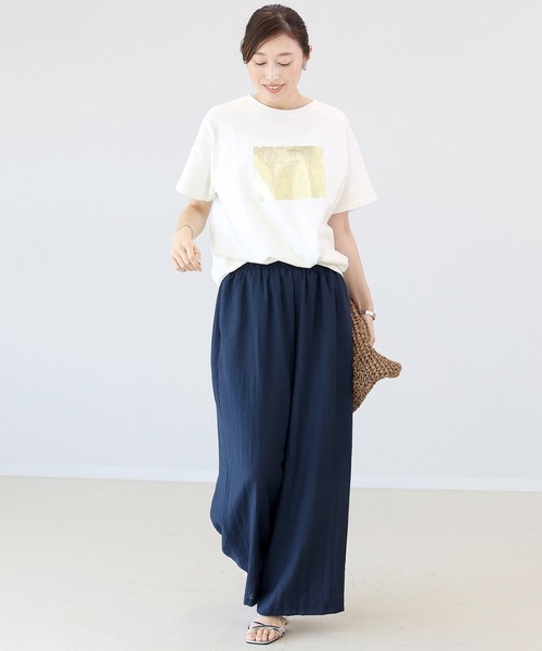 Aletta vita（アレッタビータ）の「箔プリント半袖カットソー（Tシャツ/カットソー・レディース・チャコール/オフホワイト・FREE）」の13枚目の写真