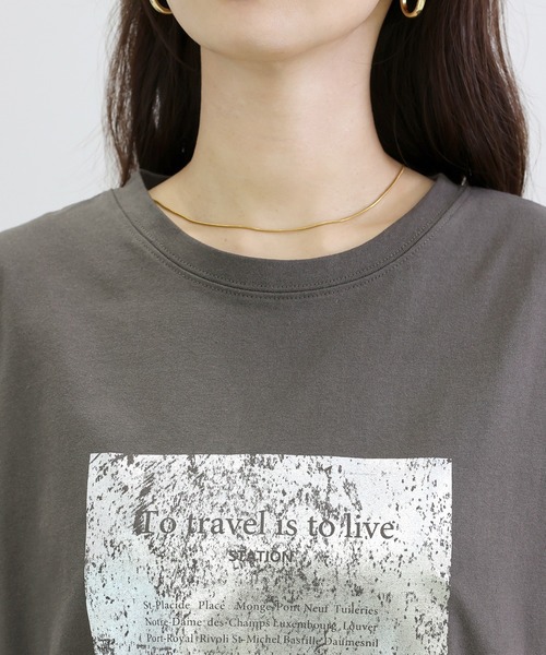 Aletta vita（アレッタビータ）の「箔プリント半袖カットソー（Tシャツ/カットソー・レディース・チャコール/オフホワイト・FREE）」の21枚目の写真