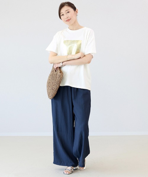 Aletta vita（アレッタビータ）の「箔プリント半袖カットソー（Tシャツ/カットソー・レディース・チャコール/オフホワイト・FREE）」の16枚目の写真