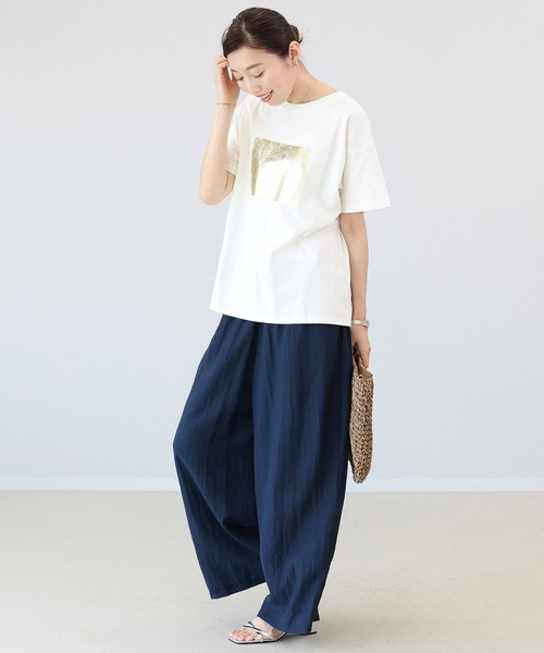 Aletta vita（アレッタビータ）の「箔プリント半袖カットソー（Tシャツ/カットソー・レディース・チャコール/オフホワイト・FREE）」の17枚目の写真