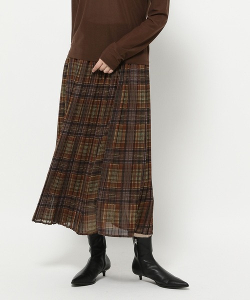 FOUND GOOD（ファウンドグッド）の「チェックプリーツSK（スカート・レディース・ネイビー/イエロー系5・S/M/L）」の2枚目の写真