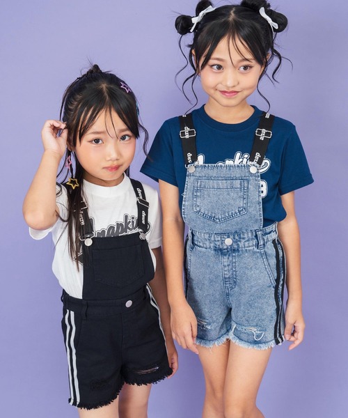 ANAP kids(アナップキッズ)の「サイドライン サロペット【ジュニアお揃い】(サロペット/オーバーオール・キッズ・ブラック/ライトブルー・110cm/120cm/130cm)」の11枚目の写真