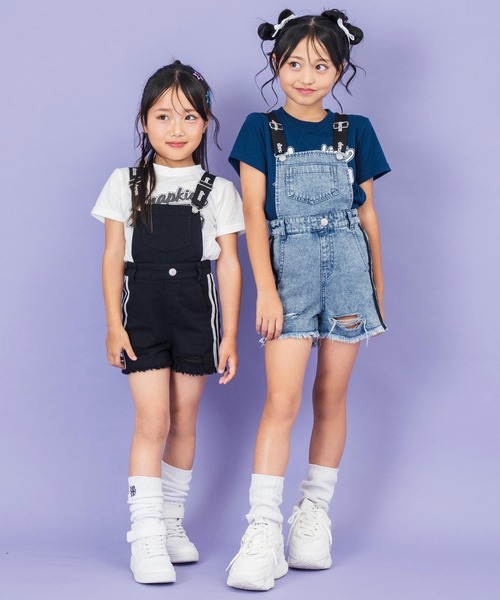 ANAP kids(アナップキッズ)の「サイドライン サロペット【ジュニアお揃い】(サロペット/オーバーオール・キッズ・ブラック/ライトブルー・110cm/120cm/130cm)」の12枚目の写真