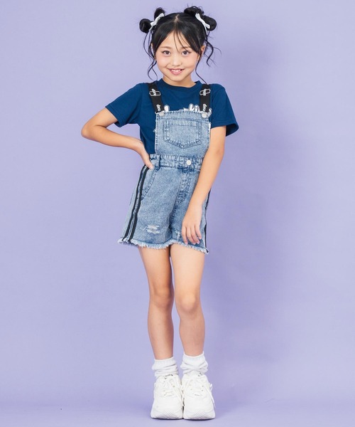 ANAP kids(アナップキッズ)の「サイドライン サロペット【ジュニアお揃い】(サロペット/オーバーオール・キッズ・ブラック/ライトブルー・110cm/120cm/130cm)」の19枚目の写真