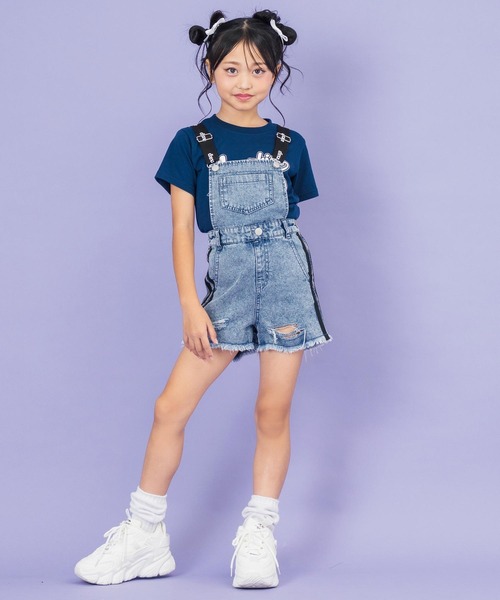 ANAP kids(アナップキッズ)の「サイドライン サロペット【ジュニアお揃い】(サロペット/オーバーオール・キッズ・ブラック/ライトブルー・110cm/120cm/130cm)」の20枚目の写真