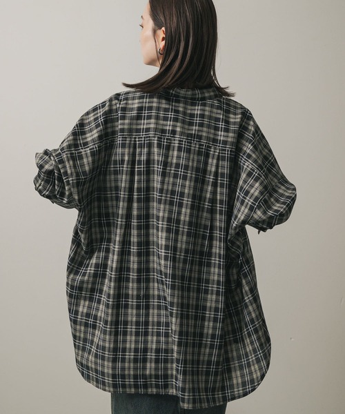 SENSE OF PLACE by URBAN RESEARCH(センスオブプレイスバイアーバンリサーチ)の「『UR TECH』『UVカット』チェックルーズシャツ(シャツ/ブラウス・レディース・ブラウン系その他/ベージュ系その他/ブラック系その他・ONE)」の5枚目の写真