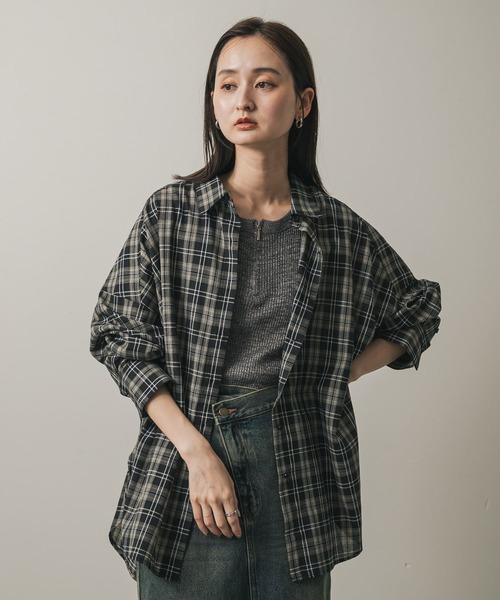 ブラウス シャツ 「UR TECH」「UVカット」チェックルーズシャツ レディース UR TECH』『UVカット』チェックルーズシャツ（シャツ/ブラウス