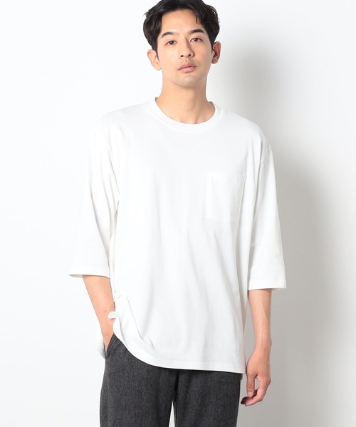 Grand PARK(グランドパーク)の「BROOKLYN OVERALL<ブルックリンオーバーオール>USAコットン七分袖Tシャツ(Tシャツ/カットソー・メンズ・ブラック/ホワイト・LARGE/MEDIUM)」の2枚目の写真