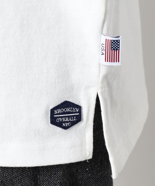 Grand PARK(グランドパーク)の「BROOKLYN OVERALL<ブルックリンオーバーオール>USAコットン七分袖Tシャツ(Tシャツ/カットソー・メンズ・ブラック/ホワイト・LARGE/MEDIUM)」の3枚目の写真
