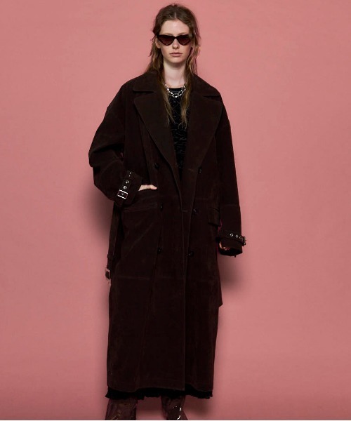 MAISON SPECIAL（メゾンスペシャル）の「Suede Trench Coat/スウェードトレンチコート（トレンチコート・レディース・ピンク/ブラウン/ブラック・FREE）」の3枚目の写真
