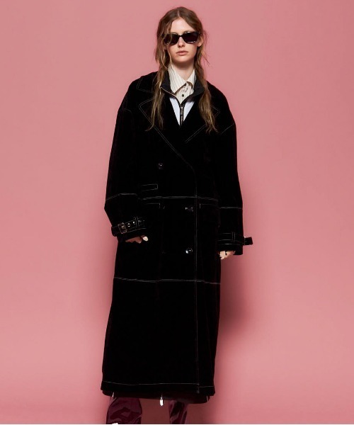 MAISON SPECIAL（メゾンスペシャル）の「Suede Trench Coat/スウェードトレンチコート（トレンチコート・レディース・ピンク/ブラウン/ブラック・FREE）」の2枚目の写真