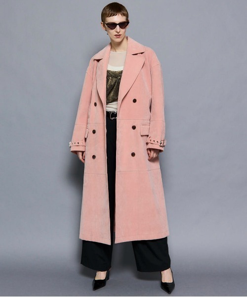 MAISON SPECIAL（メゾンスペシャル）の「Suede Trench Coat/スウェードトレンチコート（トレンチコート・レディース・ピンク/ブラウン/ブラック・FREE）」の14枚目の写真
