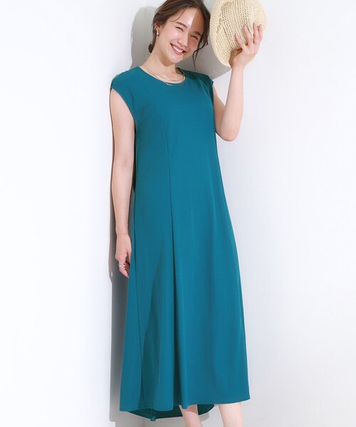 DRESKIP（ドレスキップ）の「【S-LL/ひんやり】切替ラインですっきりと 1枚で着られるロングワンピース（ワンピース・レディース・ブルー系その他/イエロー/ブラック・01/04/03/02）」の2枚目の写真