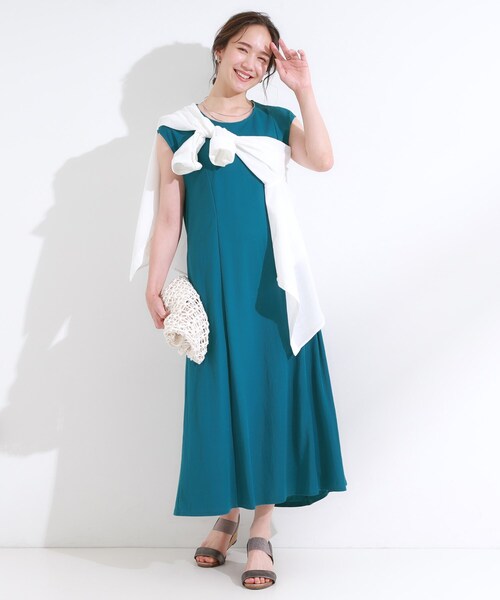 DRESKIP（ドレスキップ）の「【S-LL/ひんやり】切替ラインですっきりと 1枚で着られるロングワンピース（ワンピース・レディース・ブルー系その他/イエロー/ブラック・01/04/03/02）」の12枚目の写真