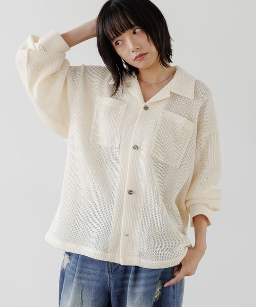 PBLIM(ページボーイリム)の「《UNISEX》スカシアミカイキンシャツ(シャツ/ブラウス・レディース・オフホワイト/ブラック・FREE)」の3枚目の写真