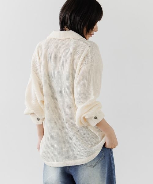 PBLIM(ページボーイリム)の「《UNISEX》スカシアミカイキンシャツ(シャツ/ブラウス・レディース・オフホワイト/ブラック・FREE)」の6枚目の写真