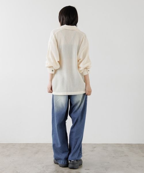 PBLIM(ページボーイリム)の「《UNISEX》スカシアミカイキンシャツ(シャツ/ブラウス・レディース・オフホワイト/ブラック・FREE)」の9枚目の写真