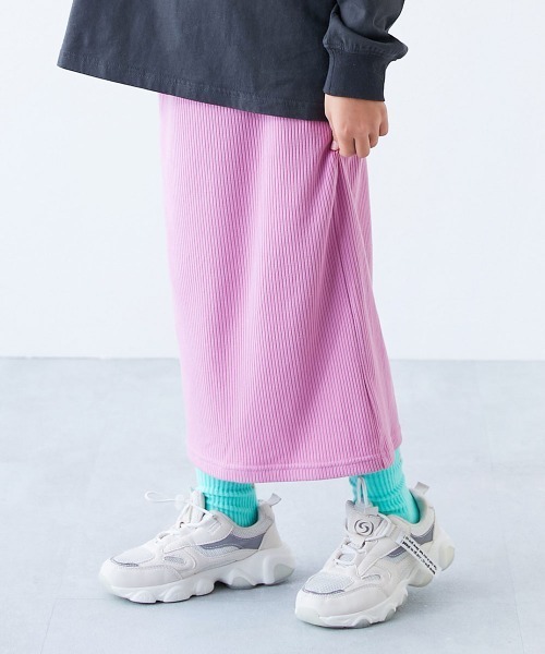 devirock（デビロック）の「おめかし リブスリットスカート（スカート・キッズ・ブラウン系/グレー系/パープル系/ブラック系/ベージュ系/ピンク系/杢グレー・100cm/110cm/120cm/130cm/140cm/150cm/160cm）」の7枚目の写真