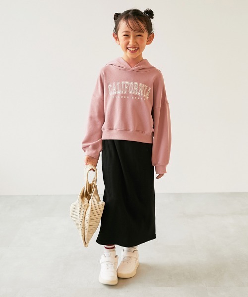 devirock（デビロック）の「おめかし リブスリットスカート（スカート・キッズ・ブラウン系/グレー系/パープル系/ブラック系/ベージュ系/ピンク系/杢グレー・100cm/110cm/120cm/130cm/140cm/150cm/160cm）」の8枚目の写真