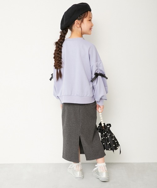 devirock（デビロック）の「おめかし リブスリットスカート（スカート・キッズ・ブラウン系/グレー系/パープル系/ブラック系/ベージュ系/ピンク系/杢グレー・100cm/110cm/120cm/130cm/140cm/150cm/160cm）」の9枚目の写真