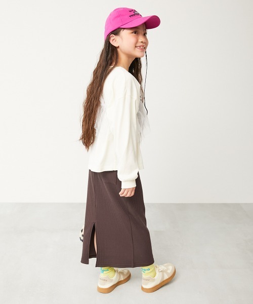 devirock（デビロック）の「おめかし リブスリットスカート（スカート・キッズ・ブラウン系/グレー系/パープル系/ブラック系/ベージュ系/ピンク系/杢グレー・100cm/110cm/120cm/130cm/140cm/150cm/160cm）」の12枚目の写真