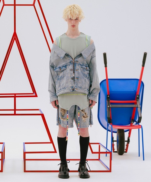 amok（アモク）の「TWO-IN-ONE DENIM PANTS（デニムパンツ・メンズ・ライトインディゴブルー/インディゴブルー・L/M/S）」の5枚目の写真