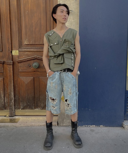 amok（アモク）の「TWO-IN-ONE DENIM PANTS（デニムパンツ・メンズ・ライトインディゴブルー/インディゴブルー・L/M/S）」の9枚目の写真